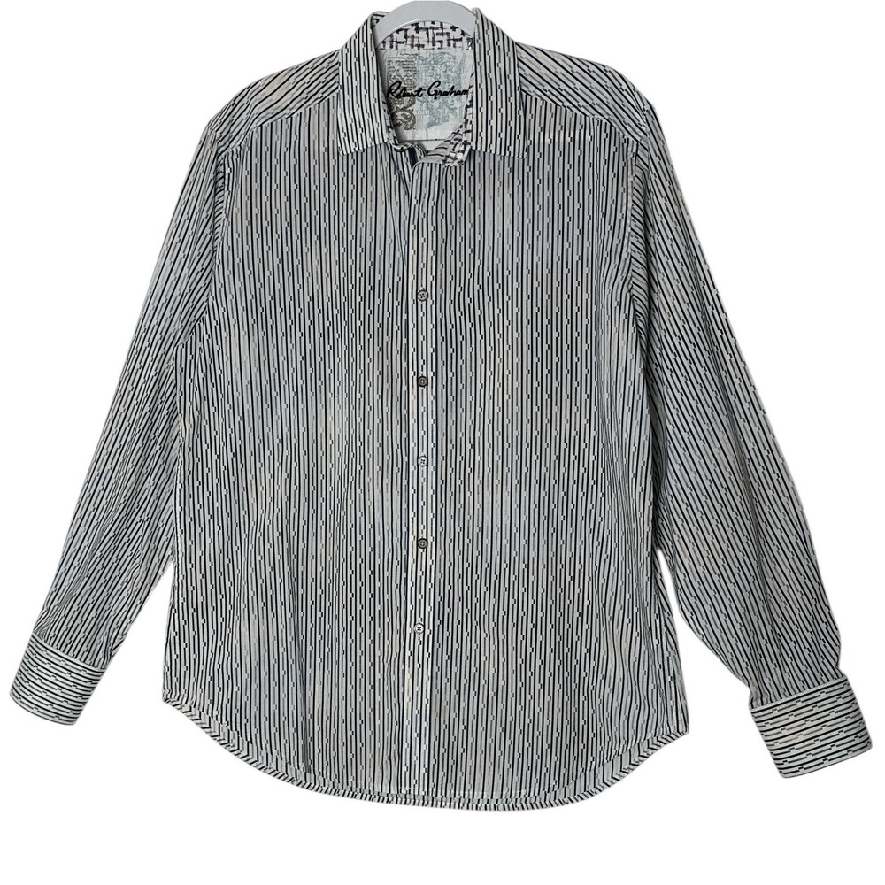 Robert Graham Shirt Men Large Long Sleeve Bottom Up Formal Career Designer